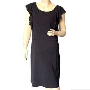 White House Black Market Woman' Black Flutter Sleeve Sheath Zipper Dress Size 12